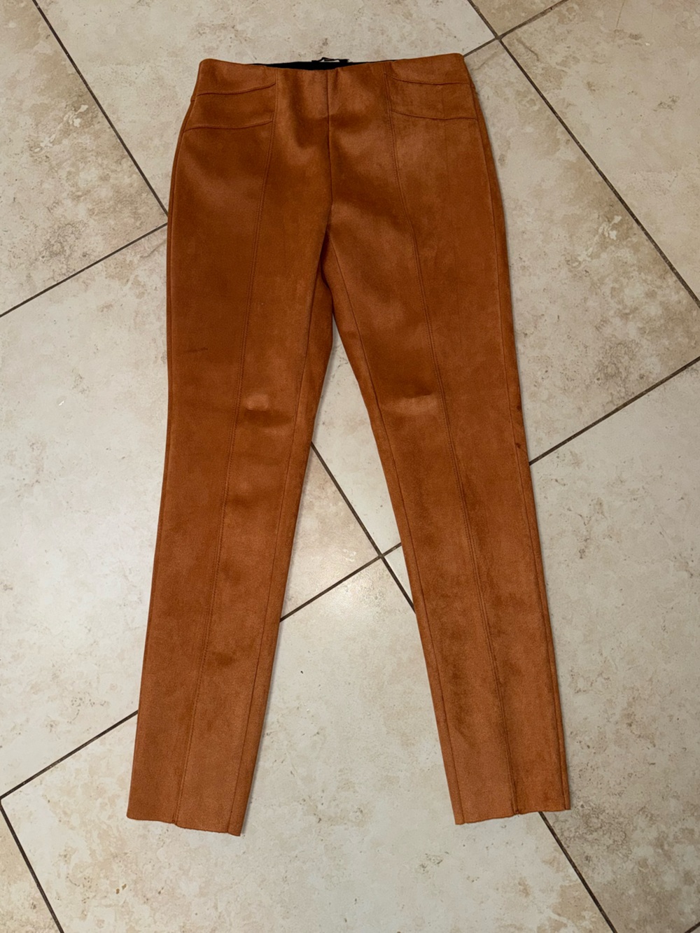 Women's suede Brown Slim Fit Pants